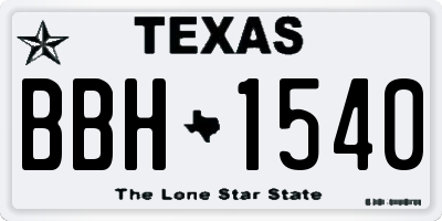 TX license plate BBH1540