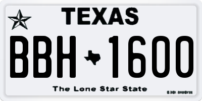 TX license plate BBH1600