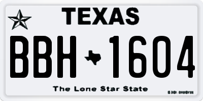 TX license plate BBH1604