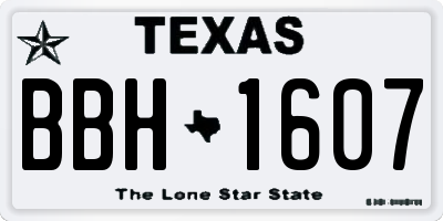 TX license plate BBH1607