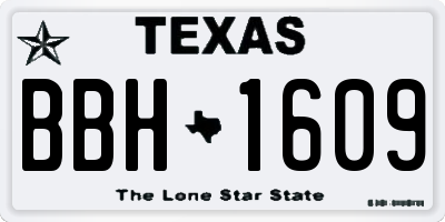 TX license plate BBH1609