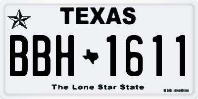 TX license plate BBH1611