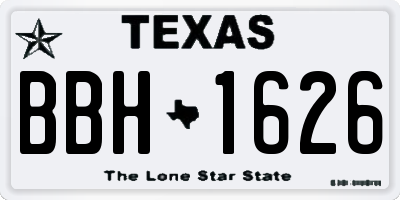TX license plate BBH1626