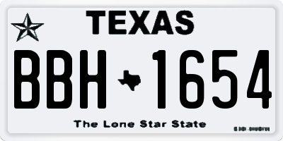 TX license plate BBH1654