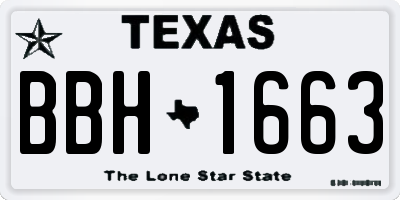 TX license plate BBH1663