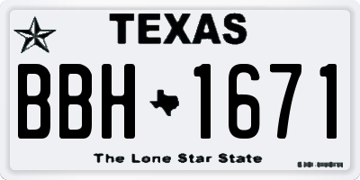 TX license plate BBH1671
