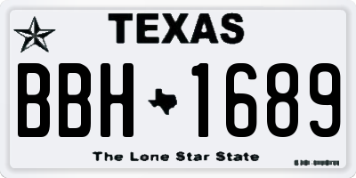 TX license plate BBH1689