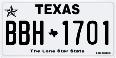 TX license plate BBH1701