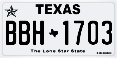 TX license plate BBH1703