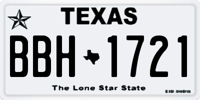 TX license plate BBH1721
