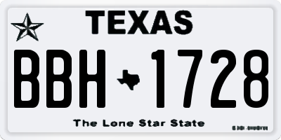 TX license plate BBH1728