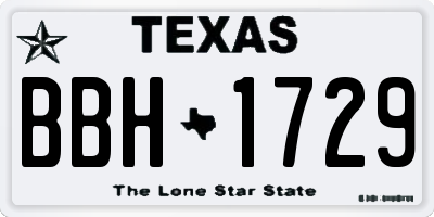 TX license plate BBH1729