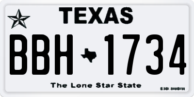 TX license plate BBH1734