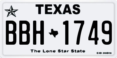 TX license plate BBH1749