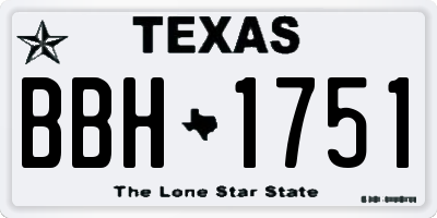 TX license plate BBH1751