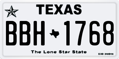 TX license plate BBH1768