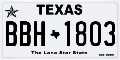 TX license plate BBH1803