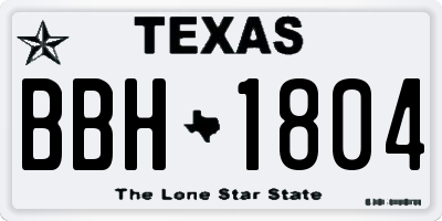 TX license plate BBH1804
