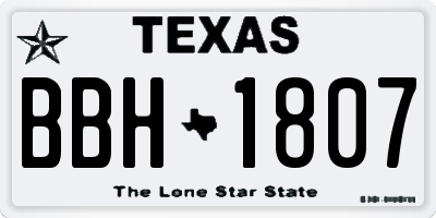TX license plate BBH1807