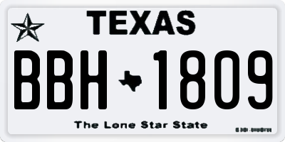 TX license plate BBH1809