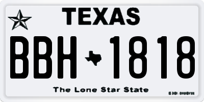 TX license plate BBH1818