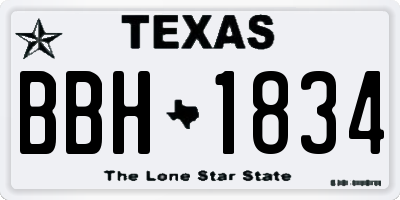 TX license plate BBH1834