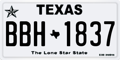 TX license plate BBH1837