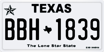 TX license plate BBH1839