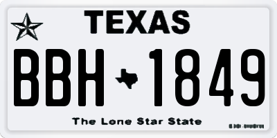 TX license plate BBH1849