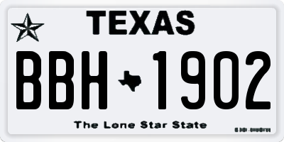 TX license plate BBH1902