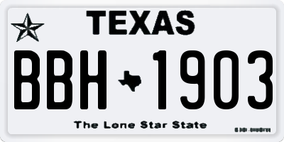 TX license plate BBH1903