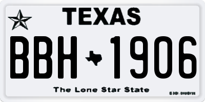 TX license plate BBH1906