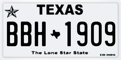 TX license plate BBH1909