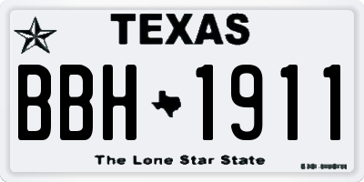 TX license plate BBH1911