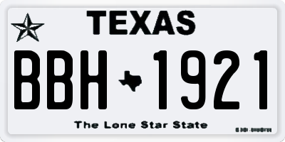 TX license plate BBH1921