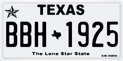 TX license plate BBH1925