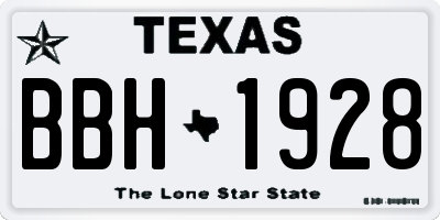 TX license plate BBH1928