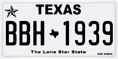 TX license plate BBH1939