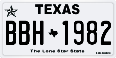 TX license plate BBH1982