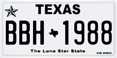 TX license plate BBH1988