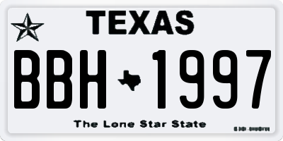 TX license plate BBH1997