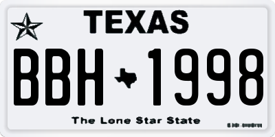 TX license plate BBH1998