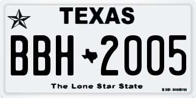 TX license plate BBH2005