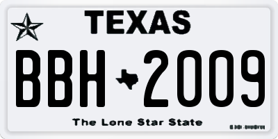 TX license plate BBH2009