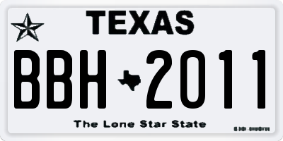 TX license plate BBH2011