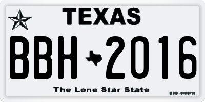 TX license plate BBH2016