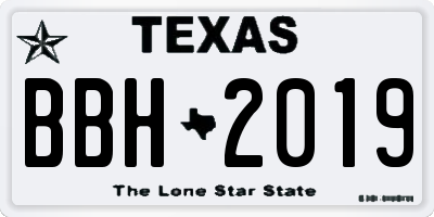 TX license plate BBH2019