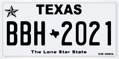 TX license plate BBH2021