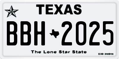 TX license plate BBH2025