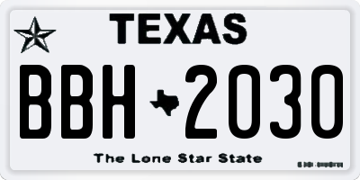 TX license plate BBH2030